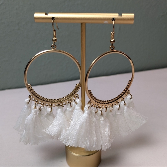 Jewelry - Gold hoop tassel earrings